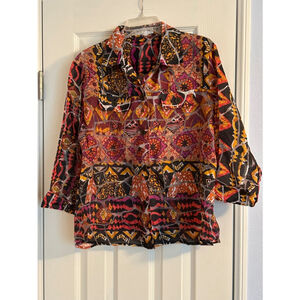 Drapers & Damon's Women’s Bright Vibrant Abstract Blouse Petite L